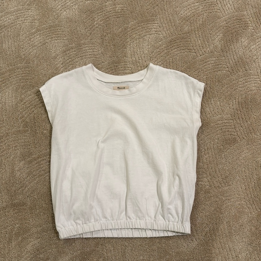 Madewell White Banded Tee Shirt Size Small